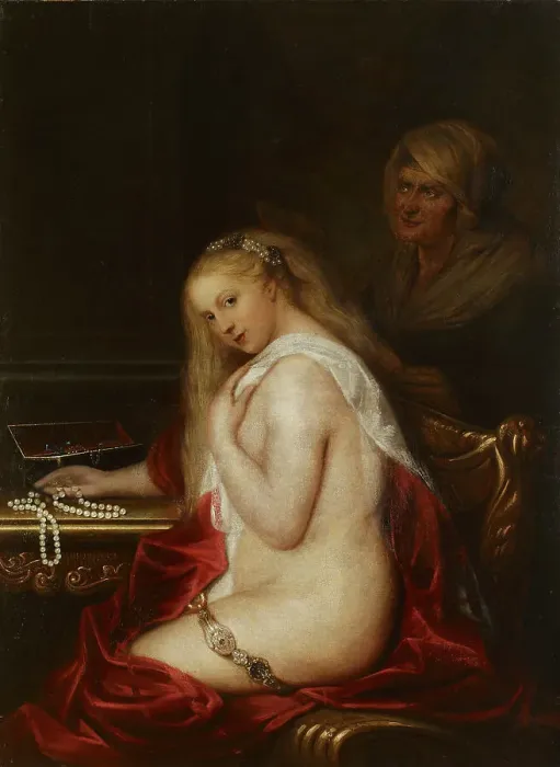 Framed Print : Young lady and her procurer, 1600-1699. Creator: Salomon Koninck Framed Print : Young lady and her procurer, 1600-1699. Creator: Salomon Koninck