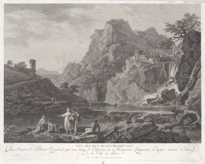 Framed Print : The Young Laundresses, 1768. Creator: Robert Daudet Framed Print : The Young Laundresses, 1768. Creator: Robert Daudet
