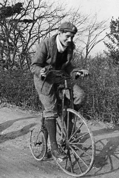 Framed Print : A young Lord Nuffield riding a bicycle down a country lane Framed Print : A young Lord Nuffield riding a bicycle down a country lane