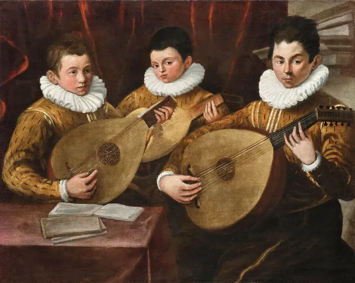 Framed Print : Three young lute players, First Half of 17th cen.. Creator: Lambri; Stefano (Stefanino da Cremona) (1595 / 96-1658) Framed Print : Three young lute players, First Half of 17th cen.. Creator: Lambri; Stefano (Stefanino da Cremona) (1595 / 96-1658)