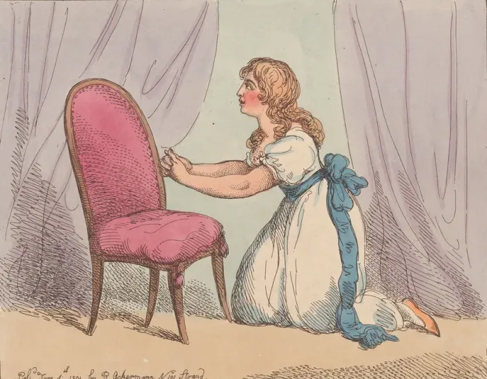 Framed Print : The Young Maids Prayer!!, June 4, 1801. June 4, 1801. Creator: Thomas Rowlandson Framed Print : The Young Maids Prayer!!, June 4, 1801. June 4, 1801. Creator: Thomas Rowlandson