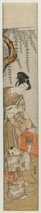 Framed Print : Young Man and Child with a Kite, early-mid 1770s. Creator: Isoda Koryusai (Japanese) Framed Print : Young Man and Child with a Kite, early-mid 1770s. Creator: Isoda Koryusai (Japanese)