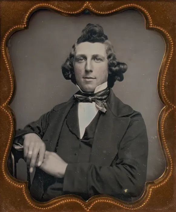 Framed Print : Young Man with Curled Hair, 1850s. Creator: Unknown Framed Print : Young Man with Curled Hair, 1850s. Creator: Unknown