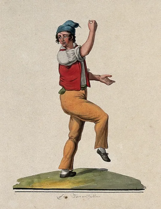 Framed Print : A young man dancing the tarantella. Creator: Unknown Framed Print : A young man dancing the tarantella. Creator: Unknown