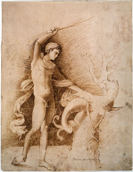 Young man Fighting the Dragon, late 15th century. Artist: Andrea Mantegna