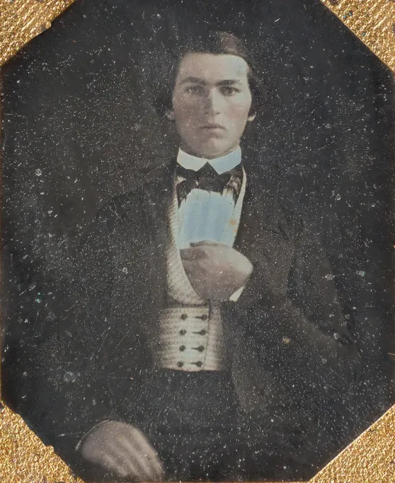 Framed Print : Young Man with Hand Tucked in Vest, 1840s. Creator: Unknown Framed Print : Young Man with Hand Tucked in Vest, 1840s. Creator: Unknown