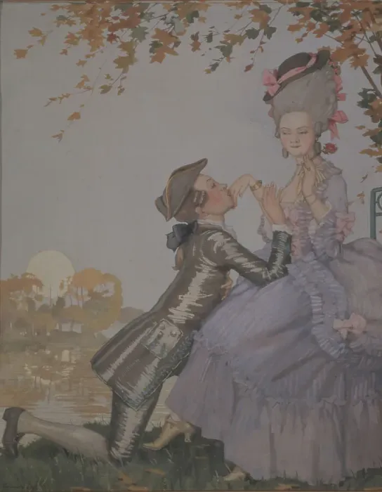 Framed Print : A young Man kneeling before a Lady. Artist: Somov, Konstantin Andreyevich (1869-1939) Framed Print : A young Man kneeling before a Lady. Artist: Somov, Konstantin Andreyevich (1869-1939)