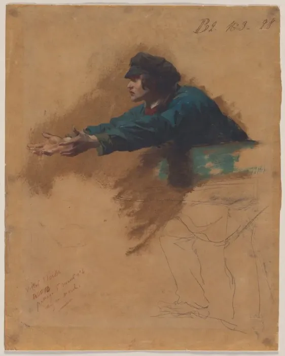 Framed Print : Young Man Leaning Forward with Outstretched Arms... c. 1851. Creator: Isidore Pils (French Framed Print : Young Man Leaning Forward with Outstretched Arms... c. 1851. Creator: Isidore Pils (French