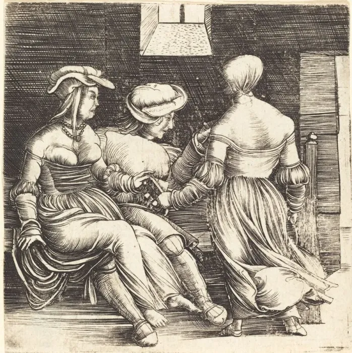Framed Print : Young Man and Maids, 1506. Creator: Erhard Altdorfer Framed Print : Young Man and Maids, 1506. Creator: Erhard Altdorfer