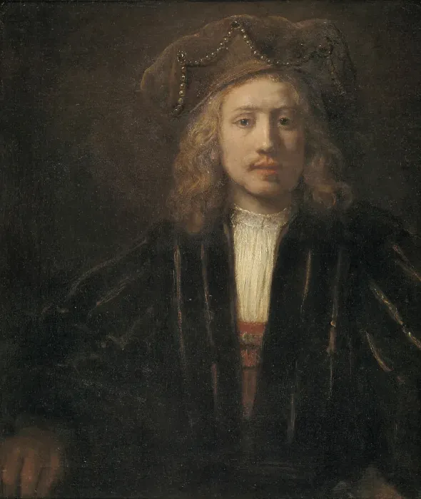 Framed Print : Young Man in a Pearl-trimmed Cap, 1650-1659. Creator: Rembrandt Harmensz van Rijn Framed Print : Young Man in a Pearl-trimmed Cap, 1650-1659. Creator: Rembrandt Harmensz van Rijn
