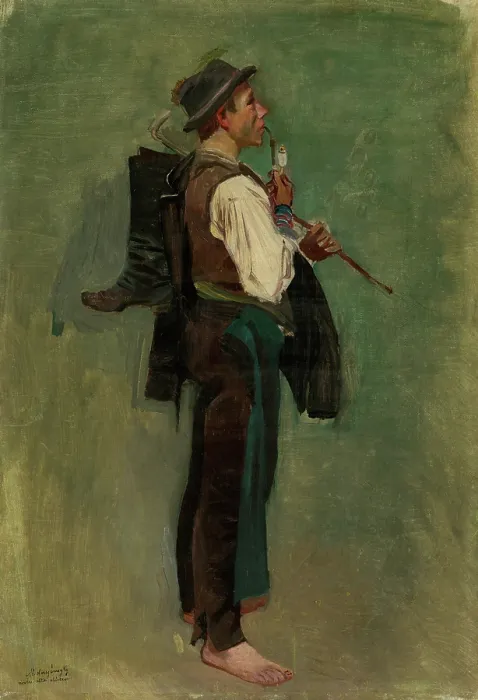 Framed Print : Young Man with Pipe, around 1880-1885. Creator: Ladislav Mednyanszky Framed Print : Young Man with Pipe, around 1880-1885. Creator: Ladislav Mednyanszky