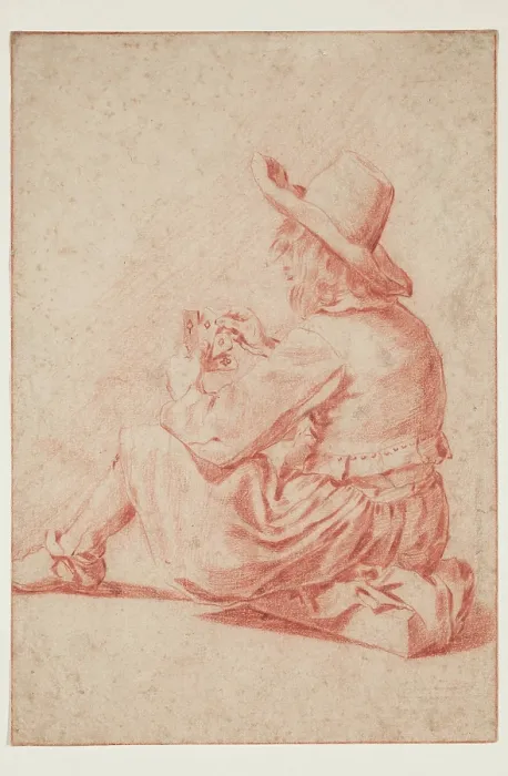 Framed Print : A Young Man Playing Cards, 17th century. Creator: Gerard Terborch II Framed Print : A Young Man Playing Cards, 17th century. Creator: Gerard Terborch II