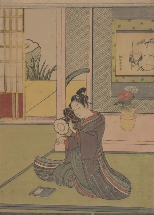 Framed Print : Young Man Playing a Noh Drum. Creator: Suzuki Harunobu Framed Print : Young Man Playing a Noh Drum. Creator: Suzuki Harunobu