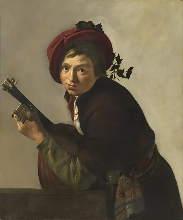 Framed Print : Young Man Playing a Theorbo, 1642. Creator: Gerrit van Bronchorst Framed Print : Young Man Playing a Theorbo, 1642. Creator: Gerrit van Bronchorst