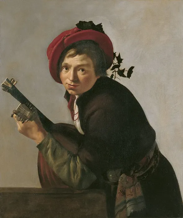 Framed Print : Young Man Playing a Theorbo. Artist: Bronckhorst, Jan Gerritsz van (1603-1661) Framed Print : Young Man Playing a Theorbo. Artist: Bronckhorst, Jan Gerritsz van (1603-1661)