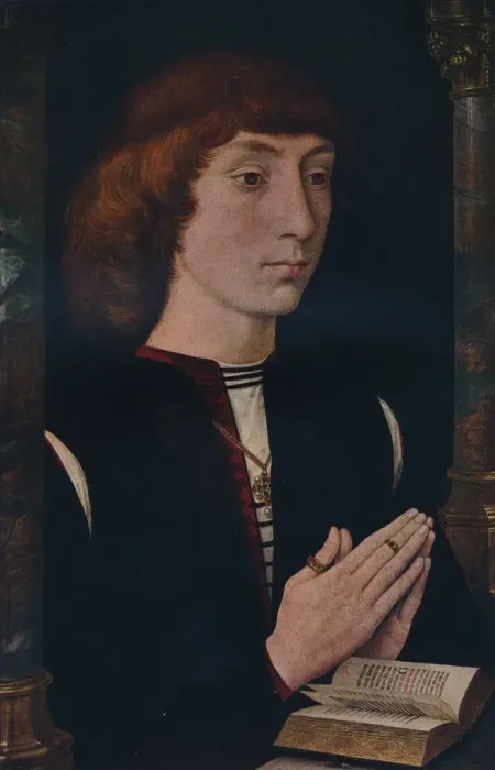 Framed Print : A Young Man at Prayer, c1475. Artists: Cecil Reginald Grundy, Hans Memling Framed Print : A Young Man at Prayer, c1475. Artists: Cecil Reginald Grundy, Hans Memling