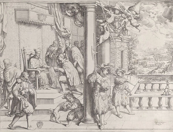 A Young Man Presenting his Thesis to Cardinal Aldobrandini, 1620. 1620