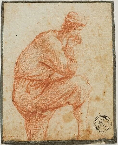 Young Man in Profile with Chin in Hand, Leaning on Raised Knee, 1607-1629. Creator: Filippo Napoletano