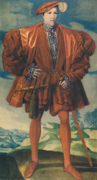 Framed Print : A Young Man in Red, c. 1550, (1948). Creator: Unknown Framed Print : A Young Man in Red, c. 1550, (1948). Creator: Unknown