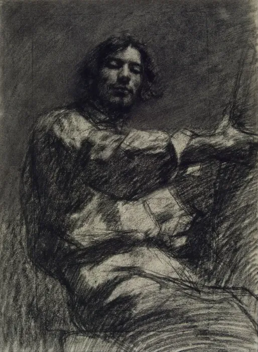 Framed Print : Young Man Sitting, Study. (Self-Portrait At the Easel), c. 1847. Artist: Courbet