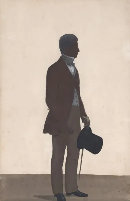 Framed Print : A young man, standing; full length silhouette, profile to right, 1850 Framed Print : A young man, standing; full length silhouette, profile to right, 1850