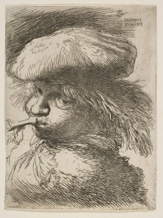Framed Print : Young man with a trumpet facing left, from the series of Small Heads in Oriental... ca Framed Print : Young man with a trumpet facing left, from the series of Small Heads in Oriental... ca