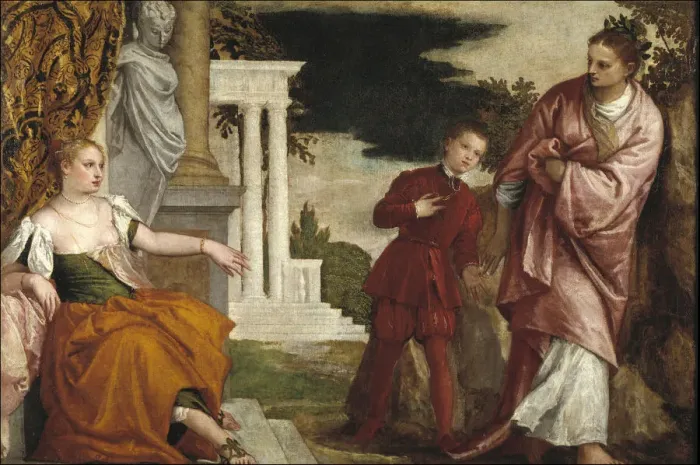 Framed Print : Young Man Between Virtue and Vice. Artist: Veronese, Paolo (1528-1588) Framed Print : Young Man Between Virtue and Vice. Artist: Veronese, Paolo (1528-1588)