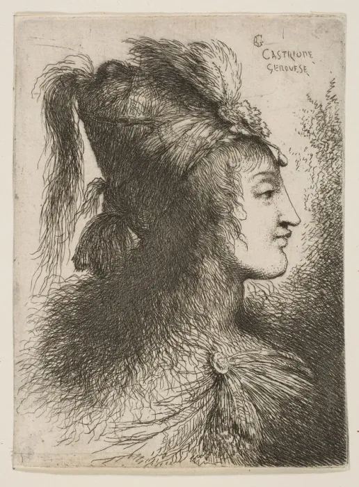 Framed Print : Young man wearing a plumed turban, facing right, from the series of Small Heads... ca Framed Print : Young man wearing a plumed turban, facing right, from the series of Small Heads... ca
