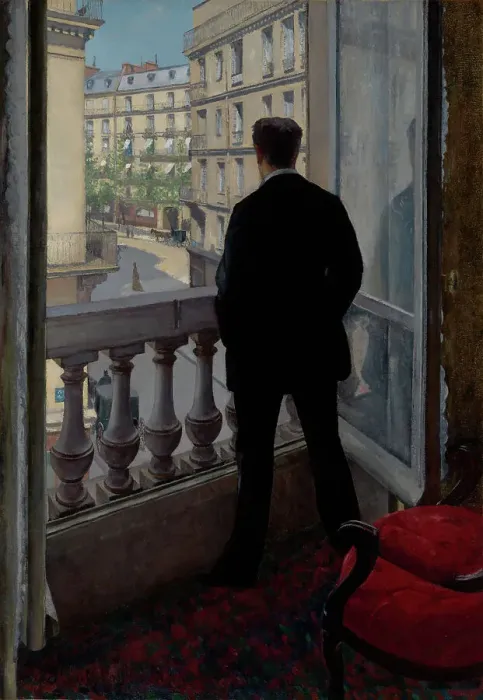 Framed Print : Young Man at His Window, 1876. Creator: Gustave Caillebotte Framed Print : Young Man at His Window, 1876. Creator: Gustave Caillebotte