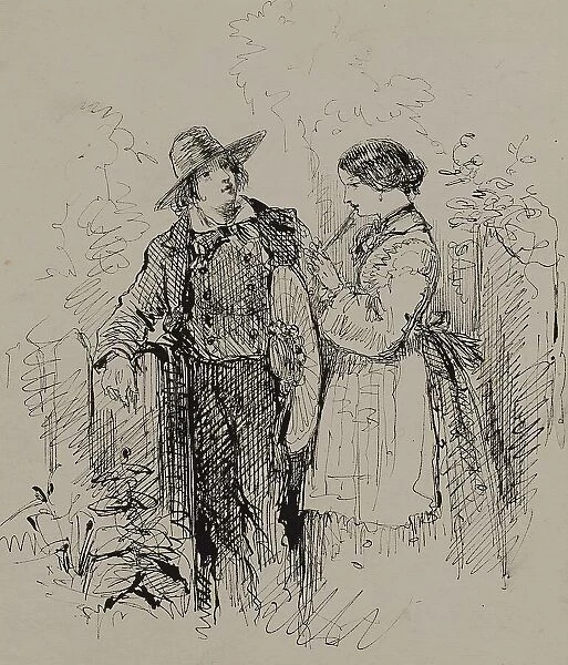 Young Man and Woman by a Gate, c1860. Creator: Augustus Hoppin