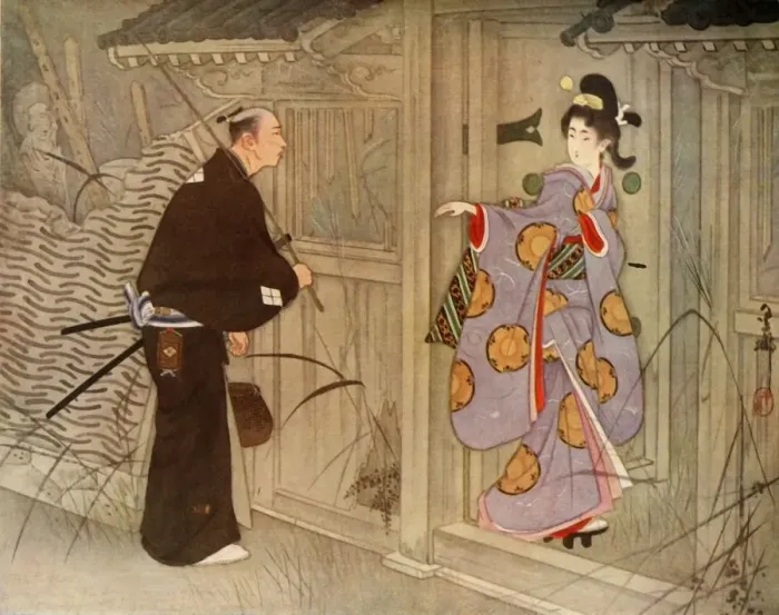 Framed Print : What was the young mans astonishment to see a pretty young girl standing just within the gate Framed Print : What was the young mans astonishment to see a pretty young girl standing just within the gate