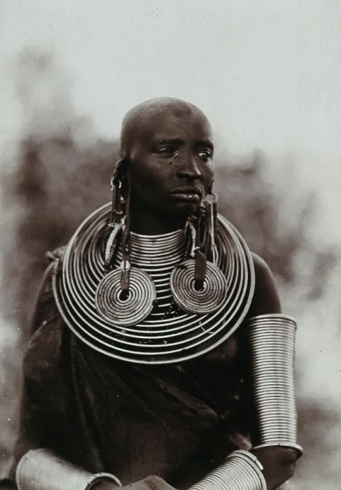 Framed Print : A young Masai woman, wearing much jewellery, approx 1900. Creator: Unknown Framed Print : A young Masai woman, wearing much jewellery, approx 1900. Creator: Unknown