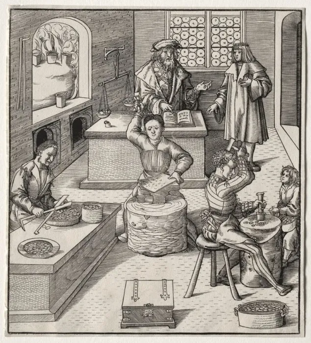 Framed Print : Young Maximilian in the Mint. Creator: Leonhard Beck (German, c. 1480-1542) Framed Print : Young Maximilian in the Mint. Creator: Leonhard Beck (German, c. 1480-1542)