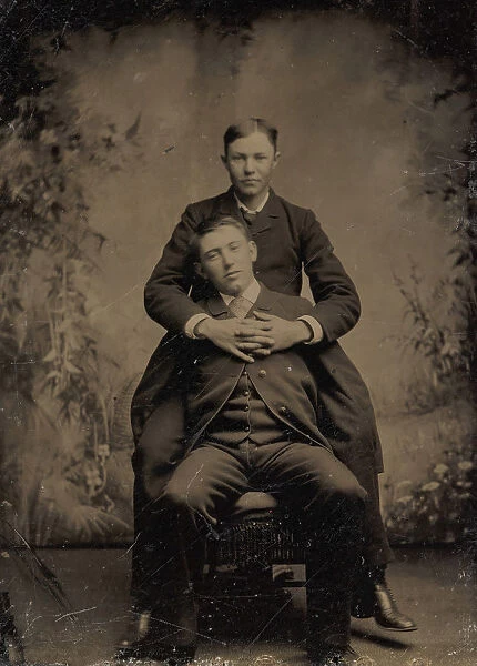 Two Young Men, One Embracing the Other, 1870s-80s. Creator: Unknown
