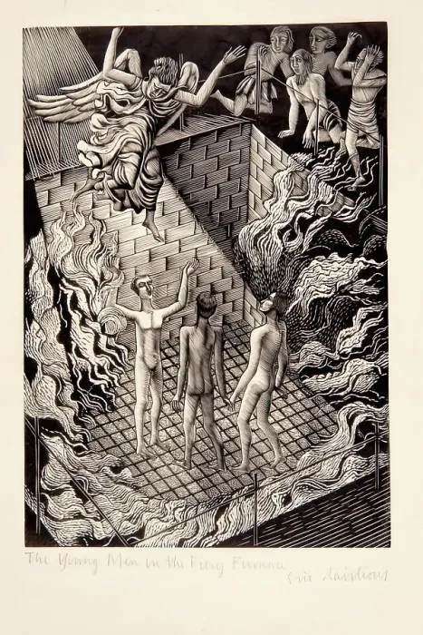 Framed Print : The Young Men in the Fiery Furnace, 1929. Creator: Eric Ravilious Framed Print : The Young Men in the Fiery Furnace, 1929. Creator: Eric Ravilious