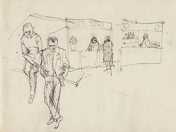 Young men at a funfair, c1950. Creator: Shirley Markham