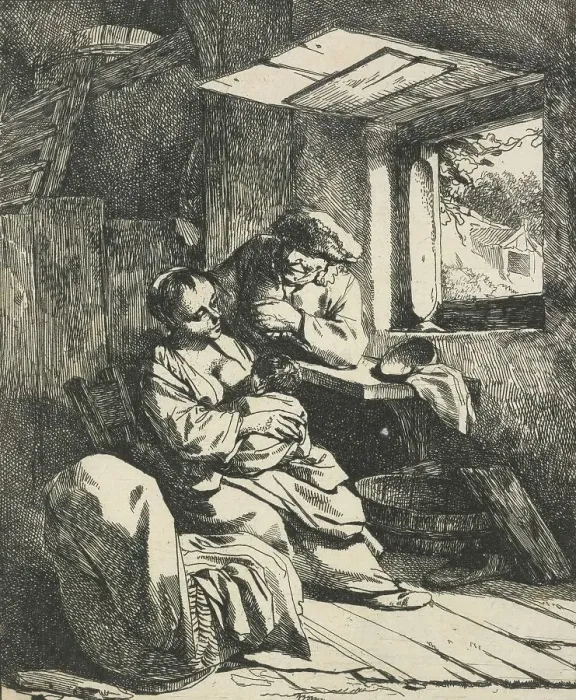 Framed Print : The young mother, c. 1660. Creator: Cornelis Bega Framed Print : The young mother, c. 1660. Creator: Cornelis Bega