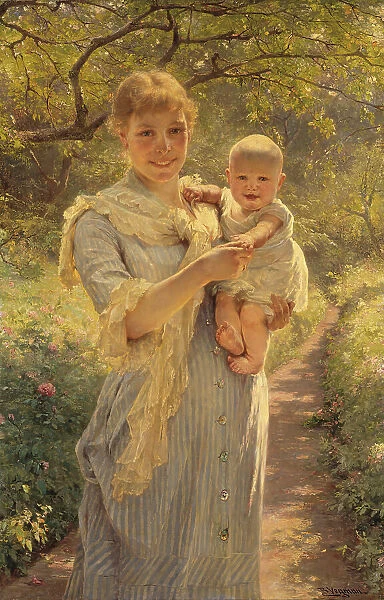 Young Mother with a Child in a Garden, c1900. Creator: Bertha Wegmann