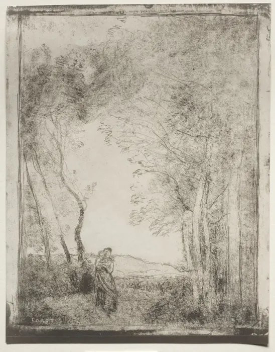 Framed Print : A Young Mother at the Entrance of a Wood, original impression 1856, printed in 1921 Framed Print : A Young Mother at the Entrance of a Wood, original impression 1856, printed in 1921