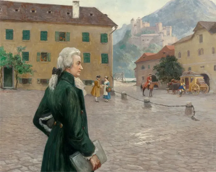 Framed Print : The Young Mozart in Salzburg. Creator: Nowak, Otto Robert (1874-1945) Framed Print : The Young Mozart in Salzburg. Creator: Nowak, Otto Robert (1874-1945)