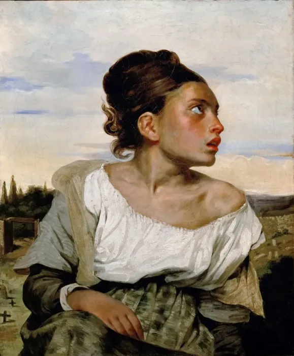 Framed Print : Young Orphan Girl in the Cemetery. Artist: Delacroix, Eugene (1798-1863) Framed Print : Young Orphan Girl in the Cemetery. Artist: Delacroix, Eugene (1798-1863)