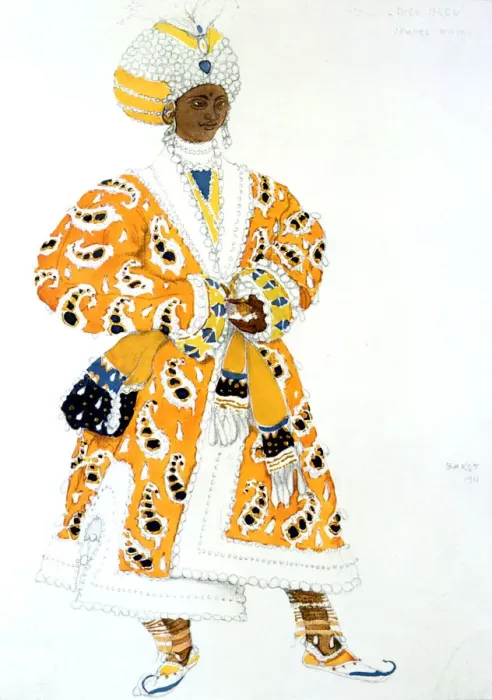 Framed Print : A Young Rajah, ballet costume design, 1911. Artist: Leon Bakst Framed Print : A Young Rajah, ballet costume design, 1911. Artist: Leon Bakst