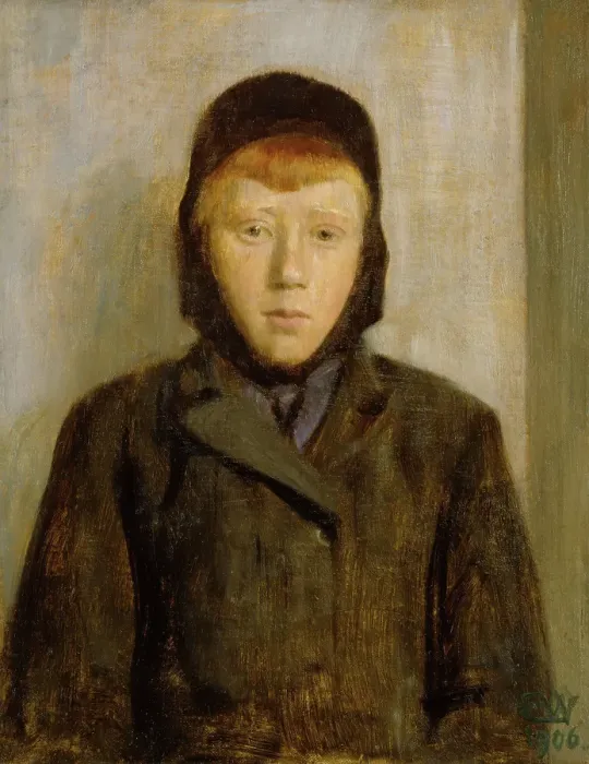 Framed Print : Young, red-haired boy, 1906. Creator: Erik Werenskiold Framed Print : Young, red-haired boy, 1906. Creator: Erik Werenskiold