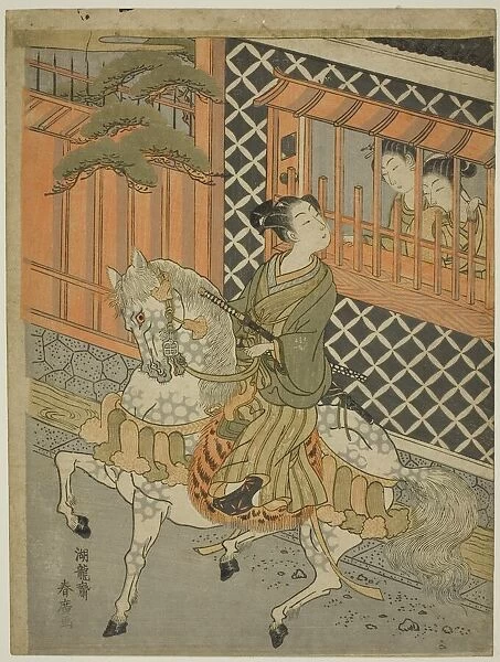 Young Samurai on Horseback, c. 1769  /  70. Creator: Isoda Koryusai
