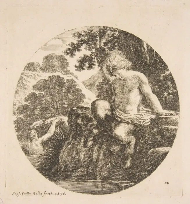 Framed Print : Young Satyr About to Bathe in a River, from Landscapes and seaports Framed Print : Young Satyr About to Bathe in a River, from Landscapes and seaports