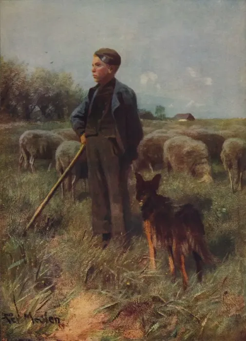 Framed Print : The Young Shepherd, c1915. Artist: Francois Pieter Ter Meulen Framed Print : The Young Shepherd, c1915. Artist: Francois Pieter Ter Meulen