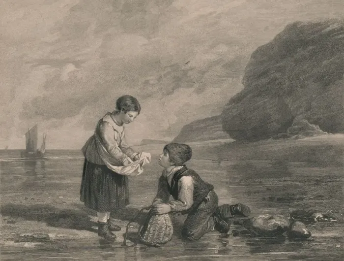 Framed Print : Young Shrimp Catchers, early 19th century. Creator: Joseph Phelps Framed Print : Young Shrimp Catchers, early 19th century. Creator: Joseph Phelps