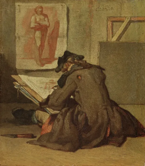 Framed Print : Young Student Drawing, c18th century. Creator: Jean-Simeon Chardin Framed Print : Young Student Drawing, c18th century. Creator: Jean-Simeon Chardin