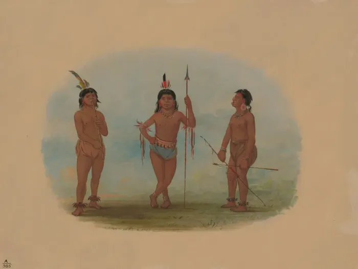 Framed Print : Three Young Tobos Men, 1854 / 1869. Creator: George Catlin Framed Print : Three Young Tobos Men, 1854 / 1869. Creator: George Catlin