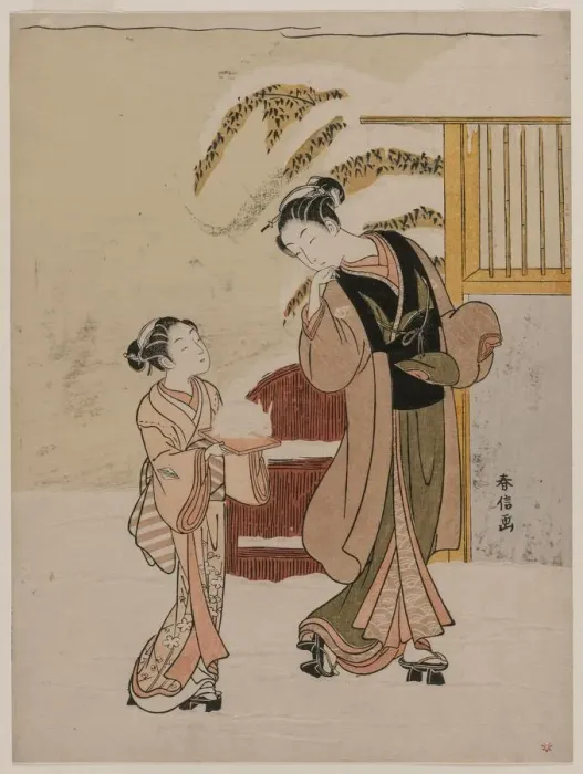 Framed Print : Young Woman Admiring a Snow Rabbit, late 1760s. Creator: Suzuki Harunobu (Japanese, 1724-1770) Framed Print : Young Woman Admiring a Snow Rabbit, late 1760s. Creator: Suzuki Harunobu (Japanese, 1724-1770)